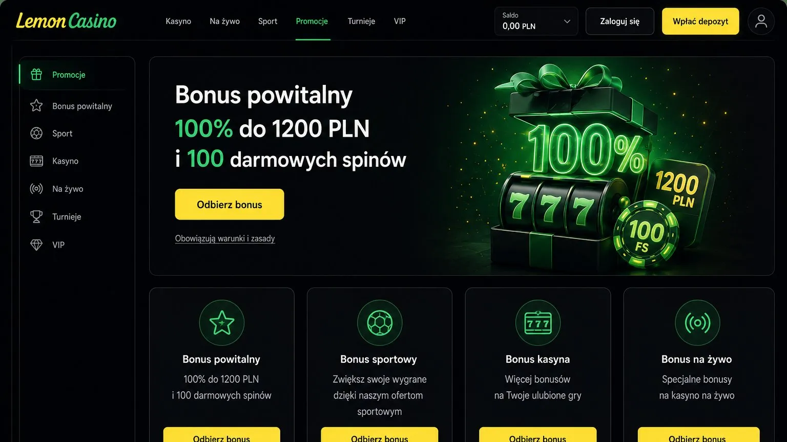 Bonusy i Lemon Casino kod promocyjny